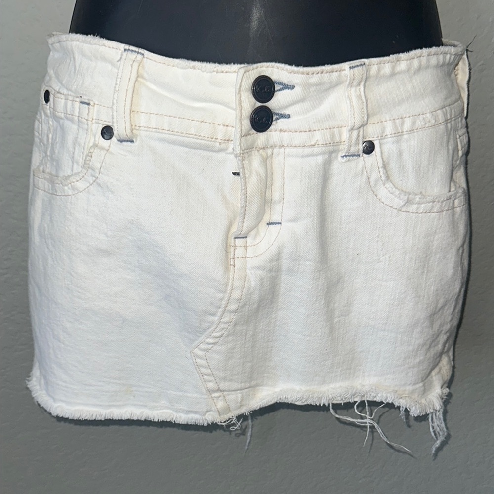 White Denim Mini Skirt